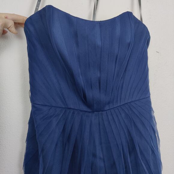 White by Vera Wang Navy Blue Strapless Tulle Mini Dress Bridesmaid Prom Gown 10 - Picture 4 of 12